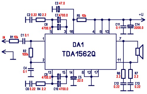 Схема включения TDA1562