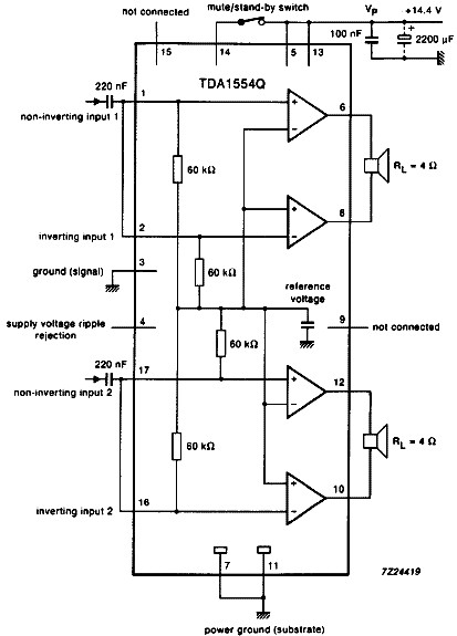Схема включения микросхемы TDA1554