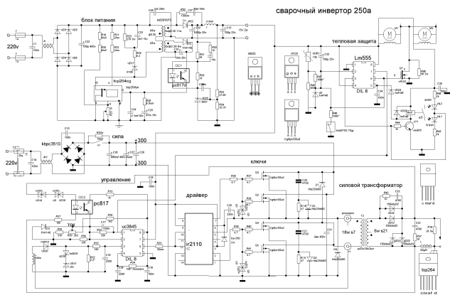 Схема сварочного аппарата с драйверами на микросхемах IR2110