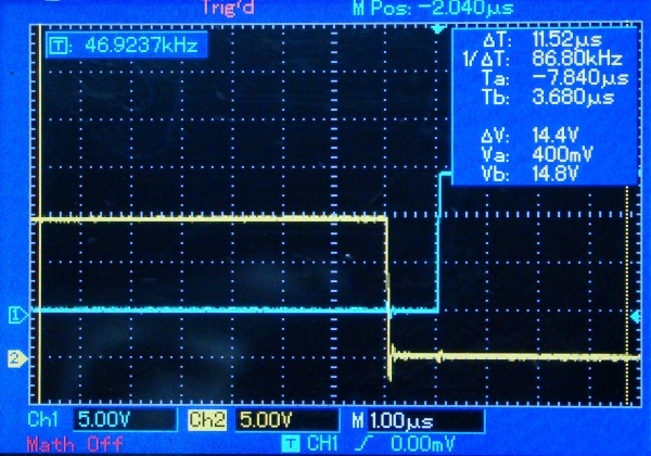 Пауза между управляющими импульсами при частоте 96 кГц
